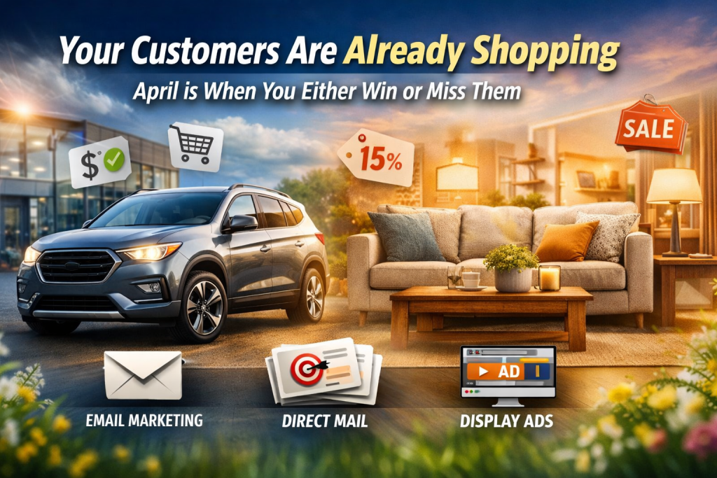 predictive marketing strategy targeting automotive and furniture shoppers in April